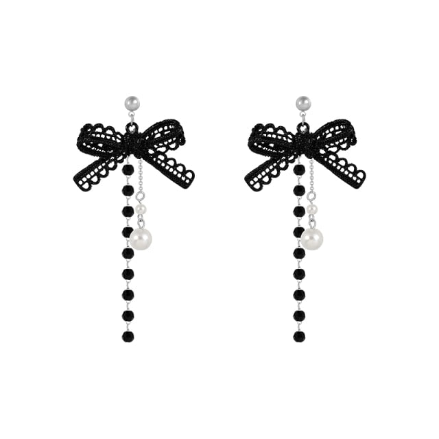 Korean Retro Asymmetric Butterfly Imitation Pearl Earrings Fashion Round Flower Brincos Long Statement Wings Earrings Jewelry™