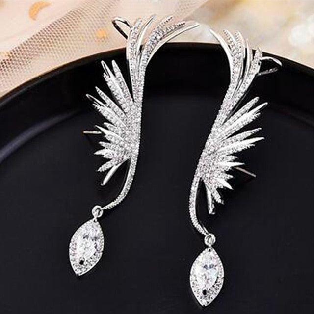 Korean Retro Asymmetric Butterfly Imitation Pearl Earrings Fashion Round Flower Brincos Long Statement Wings Earrings Jewelry™